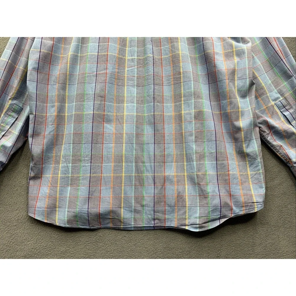 Alan Flusser Men's Multicolor Plaid Button Down Shirt Long Sleeve Large Cotton